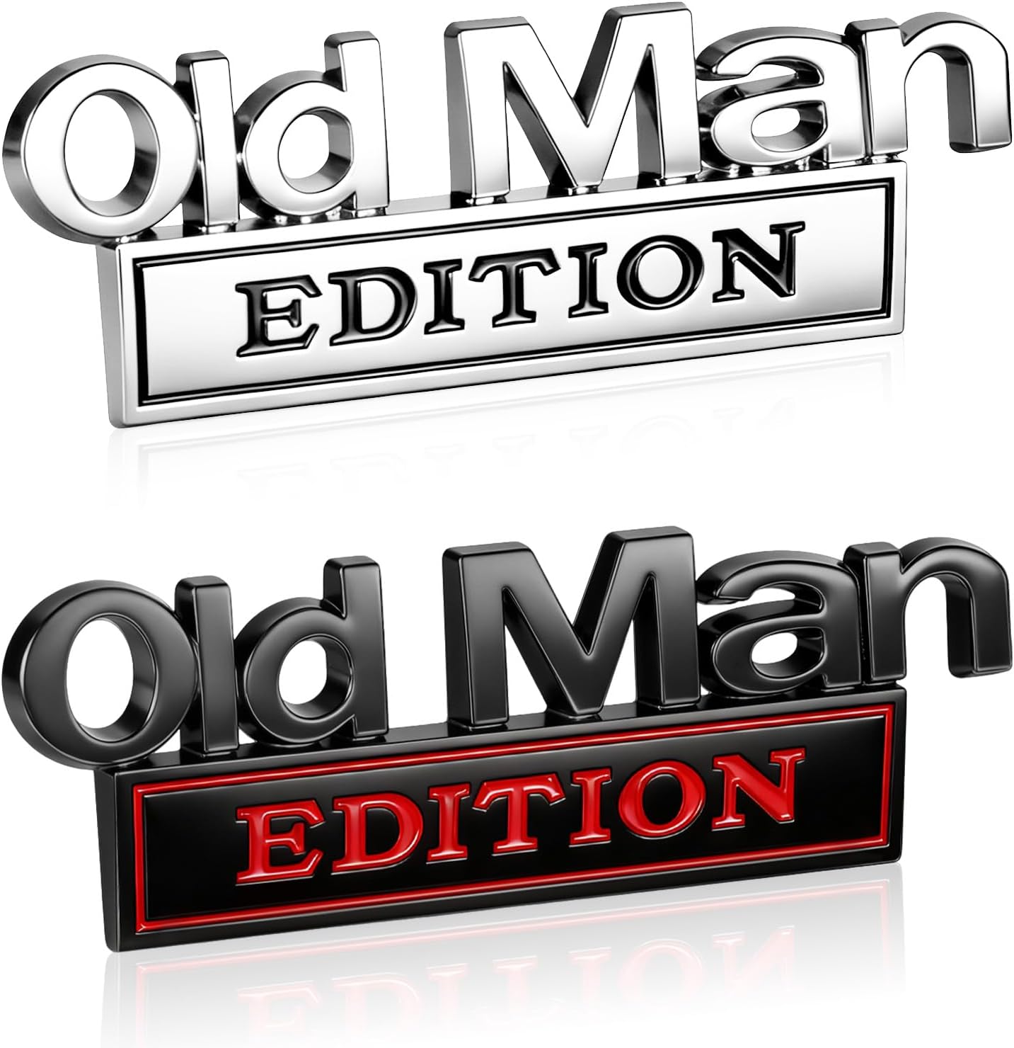 2Pack Old Man Edition Car Emblem - 3D Metal Badge for Car, Truck, SUV, Old Man Edition Automotive Decals, Zinc Alloy