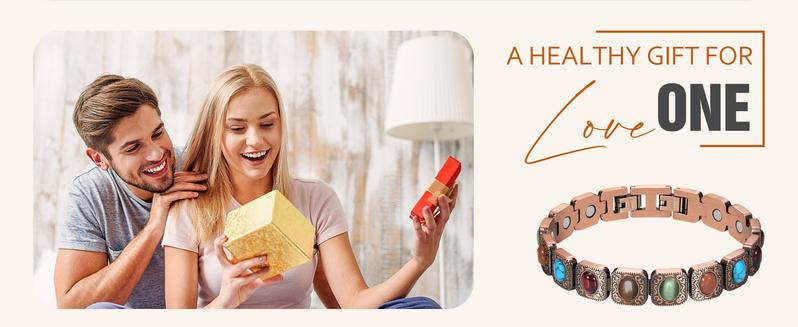 Jecanori Copper Bracelets for Women, Magnetic Bracelets for Women with 3800 Gauss Ultra Magnets and Sizing Tool, Featuring an Ellipses Gem Design