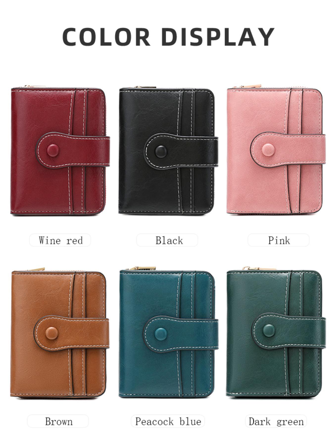 Women's Solid Color RFID Blocking Card Holder, Fashionable PU Leather Zipper Wallet, Casual Versatile Coin Purse for Daily Used