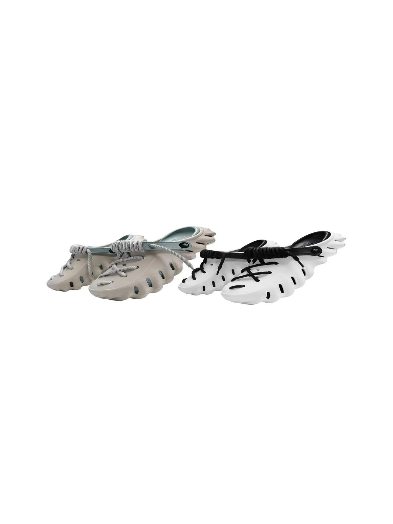 Unisex's Minimalist Plain Color Lace-tied Clogs, Casual Comfortable Breathable Clogs Flat Slippers, Fashionable Clogs for Indoor & Outdoor Wear, Unique Sandals