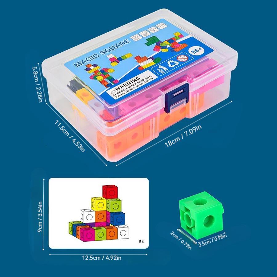 Colorful Cube Puzzle Toy, 60 Pcs/Set Intelligent Cube Puzzle with 30 Pcs Double-Sided Activity Cards, Logical Thinking Training Toy, Shape Recognition Puzzles #GLOBAL PICKS