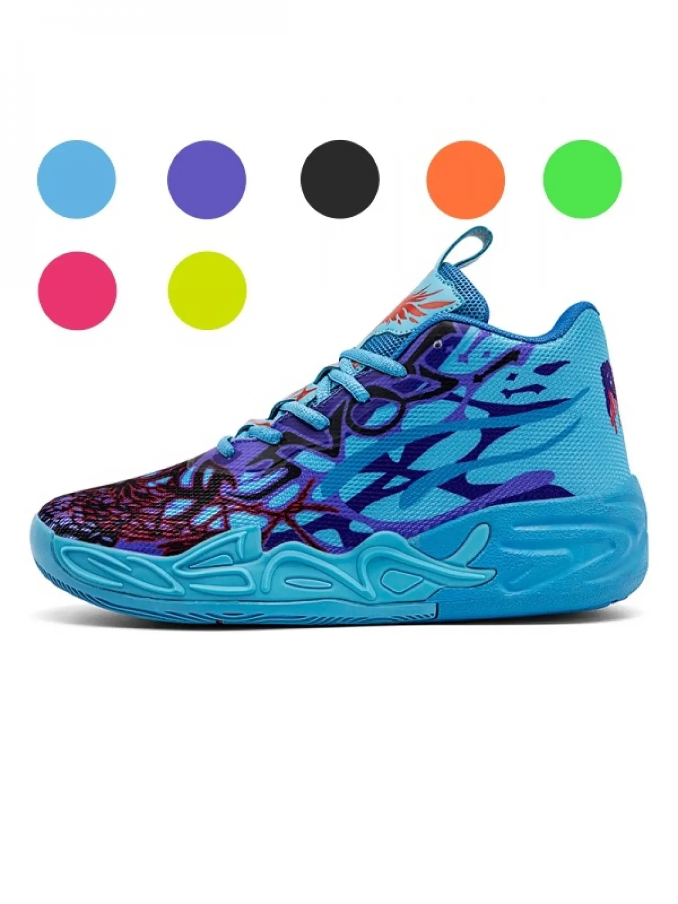 Unisex Trendy Mismatched Contrast 3D Pattern Pro Basketball Shoes, Thick Anti-slip Outsole Breathable Mesh Trendy Sneakers For Outdoor Competition & Street Fashion Matching