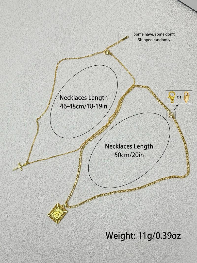 Letter & Cross Pendant Necklace, Punk Style Jewelry for Party, Daily Decor, Trendy All-match & Exquisite Chains Jewelry for Birthday Gift Fall