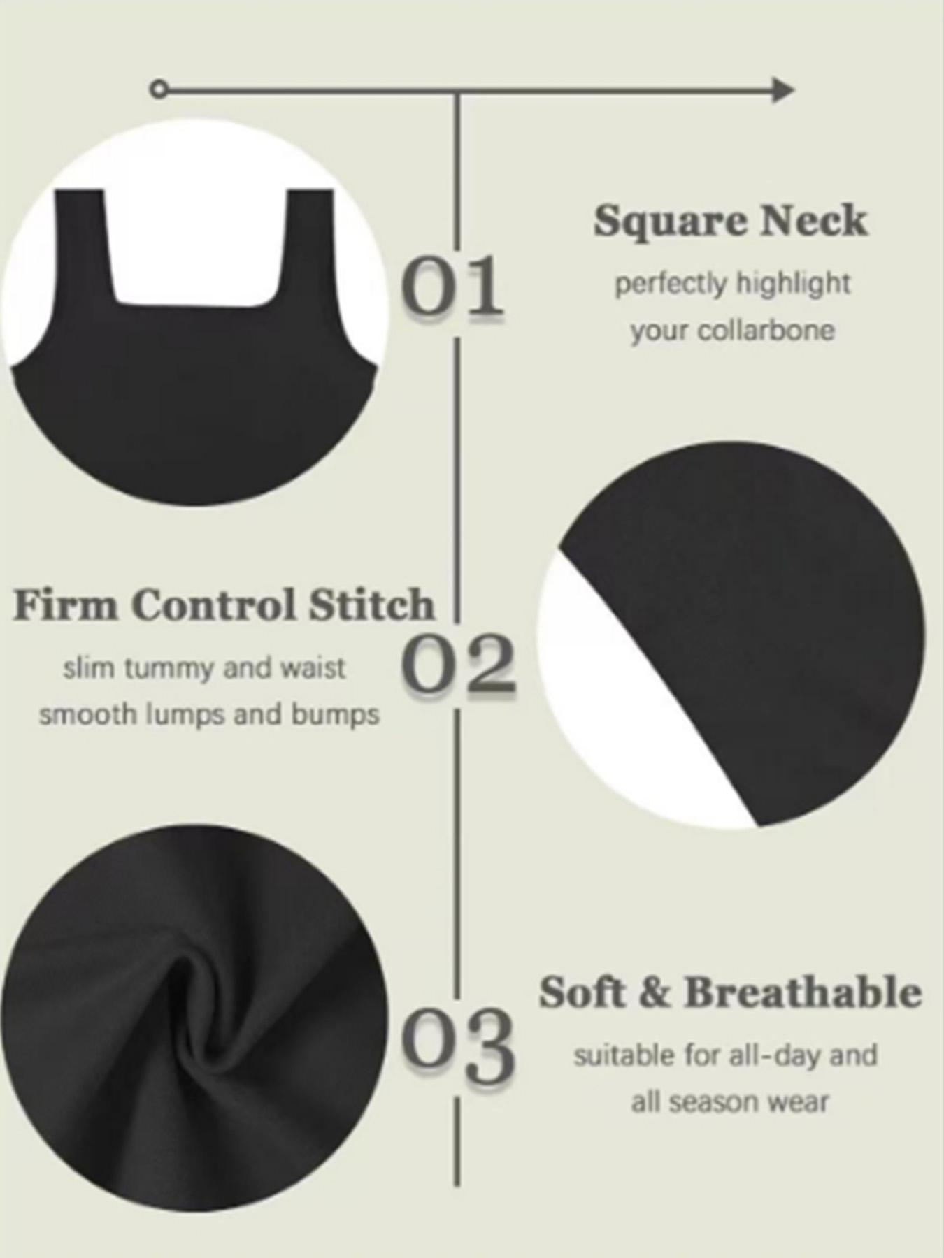 Women Tummy Control Shapewear Tank Tops Seamless Square Neck Smooth Compression Tops Slimming Body Shaper Camisole