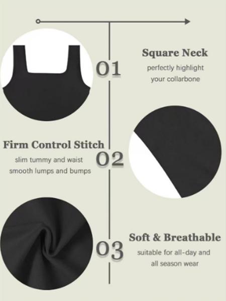 Women Tummy Control Shapewear Tank Tops Seamless Square Neck Compression Tops Slimming Body Shaper Camisole