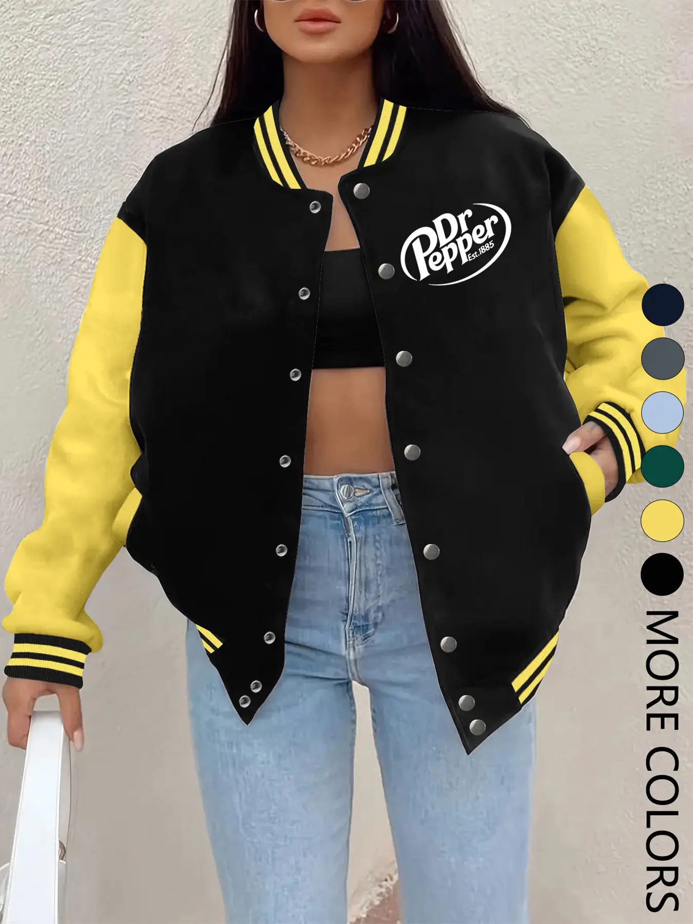 Women's Fall Winter New Baseball Jacket, Letter Print Casual Sporty Outerwear, Fitted Hooded Coat for Daily Wear, Hip Hop Style
