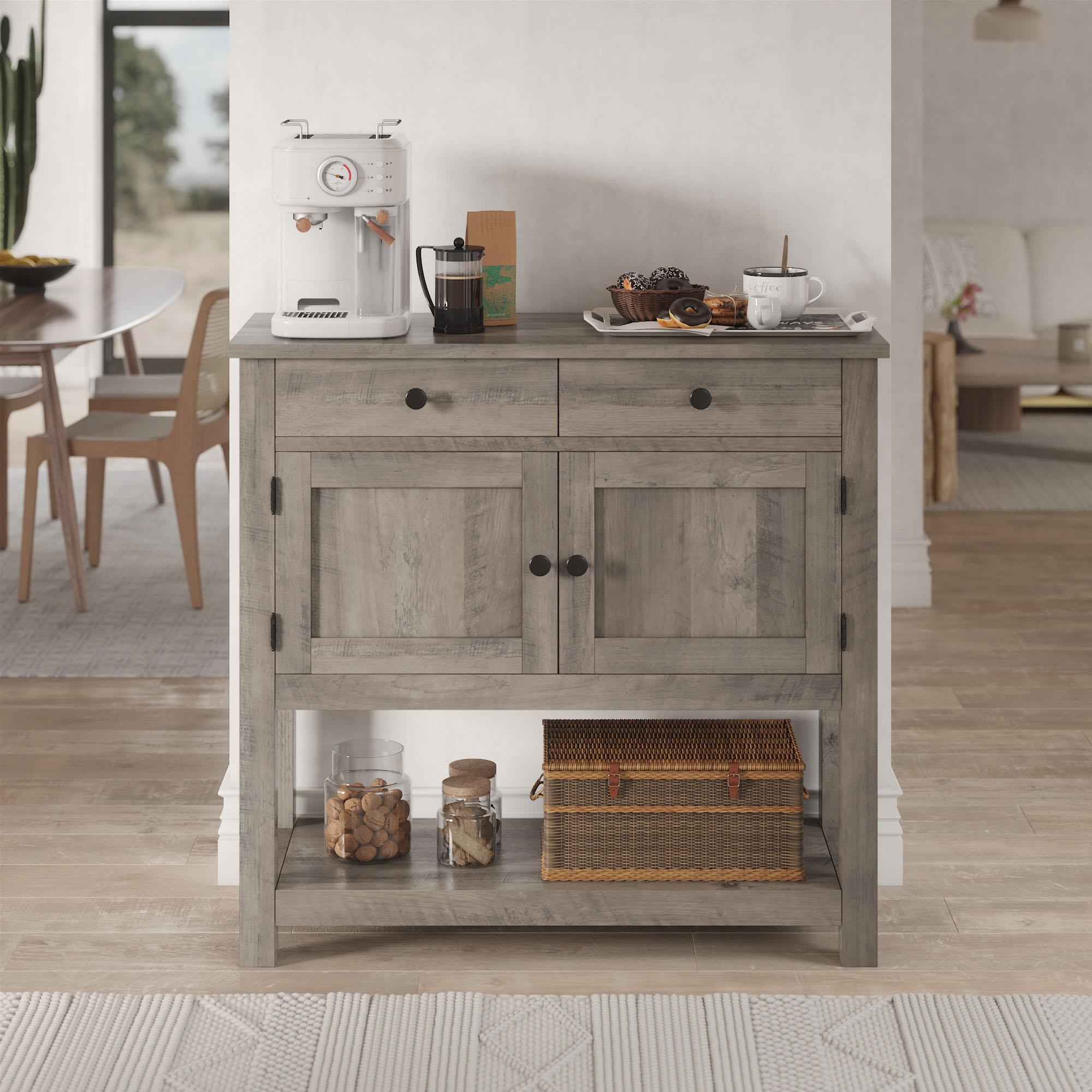 HOSTACK Farmhouse Console Table with 2-Door Cabinet & 2 Drawers, Coffee Bar, Entryway Table with Storage Shelf, Sofa Tables Buffet Sideboard,Black Friday,Christmas gifts HOSTACK Farmhouse Console Table with 2-Door Cabinet & 2 Drawers, Coffee Bar, Entryway Table with Storage Shelf, Sofa Tables Buffet Sideboard,Black Friday,Christmas gifts