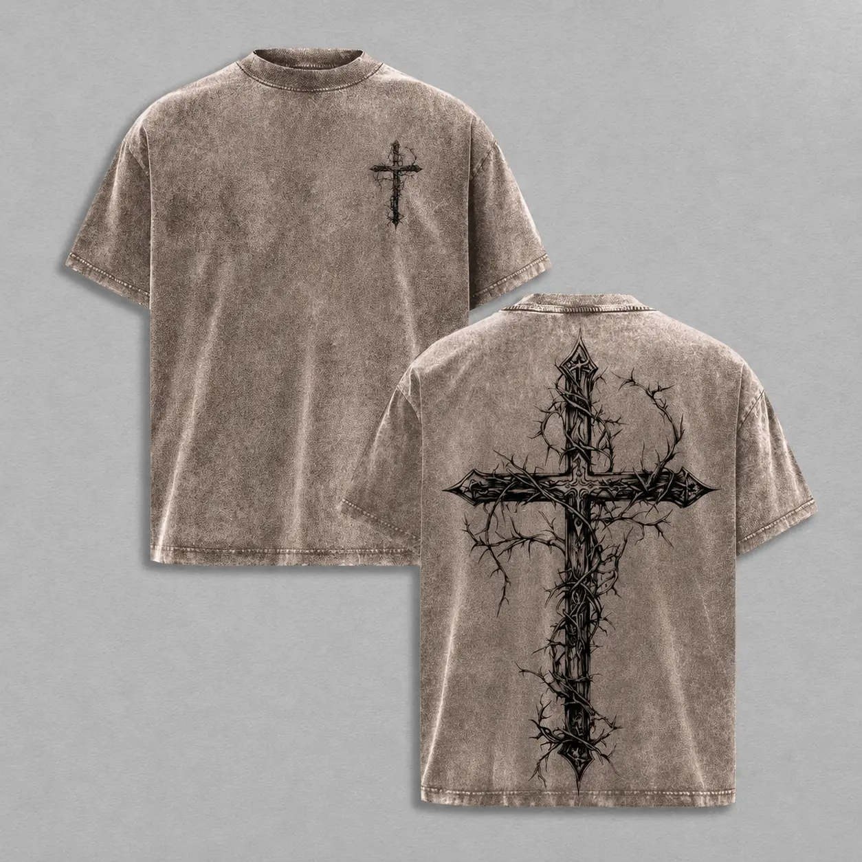 Washed Cotton Tee-brown