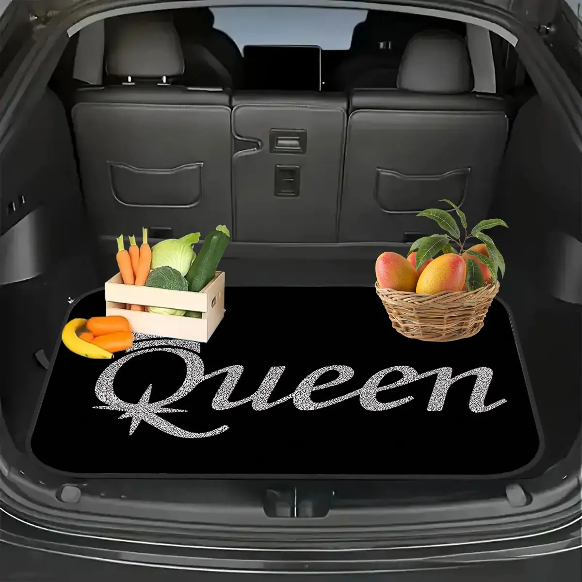Crown Queen Glitter Print Car Trunk Mat, Universal Waterproof Anti-Slip Wear Resistant, Car Rear Cargo Liner Protective Pad