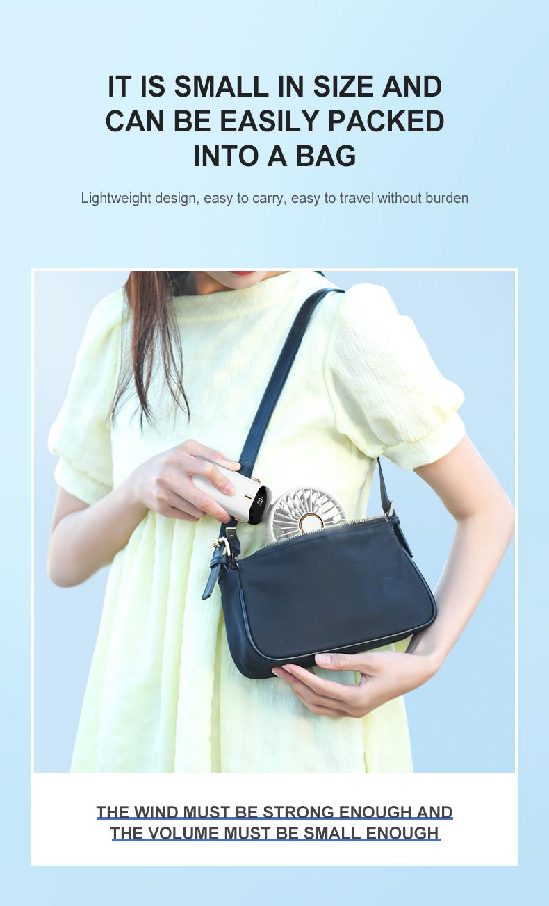 USB Handheld Mini Fan Foldable Portable Neck Hanging Fans 5 Speed USB Rechargeable Fan with Phone Stand and Display Screen turbofan summer small hand body