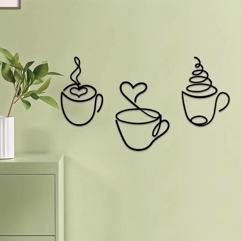 Coffee Cup Pattern Wall Art, Hand Drawn Artwork, Unique Artwork, Vintage Coffee Cup Wall Decor, Decoration, Charming Kitchen Decor for Stylish Home Interiors