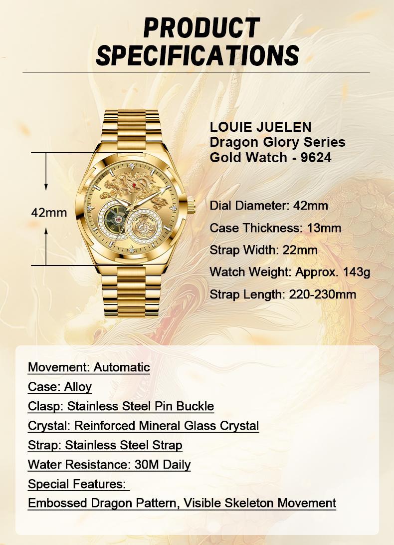 Men's Automatic Luxury Watch: Swiss Movement, Sapphire Crystal, Full Stainless Steel, Water-Resistant & Luminous