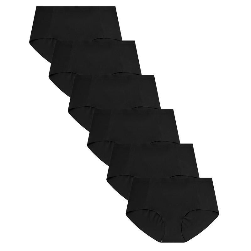 LEVAO Women Seamless Mid Waisted Underwear No Show Full Coverage Briefs Breathable Stretchy Invisible Panties 6Pack