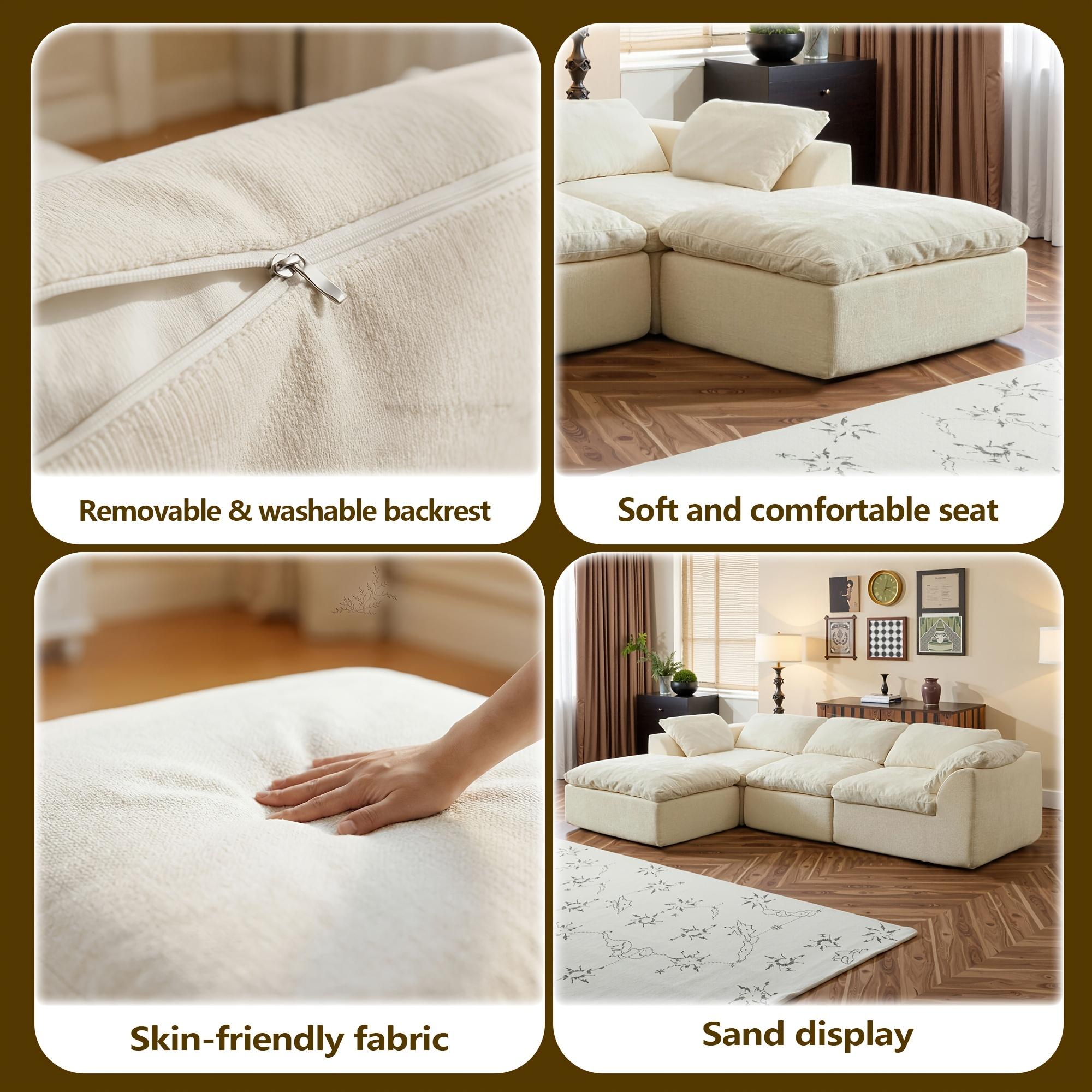 【1/2 Packages】108"Cloud Couches for Living Room, Boneless Couch L-Shape Comfy Sofa Modern Modular Sectional Sofa with Ottoman, Compressed Sofa, Cloud-Like Comfort, Flexible Modular, No Assembly Needed