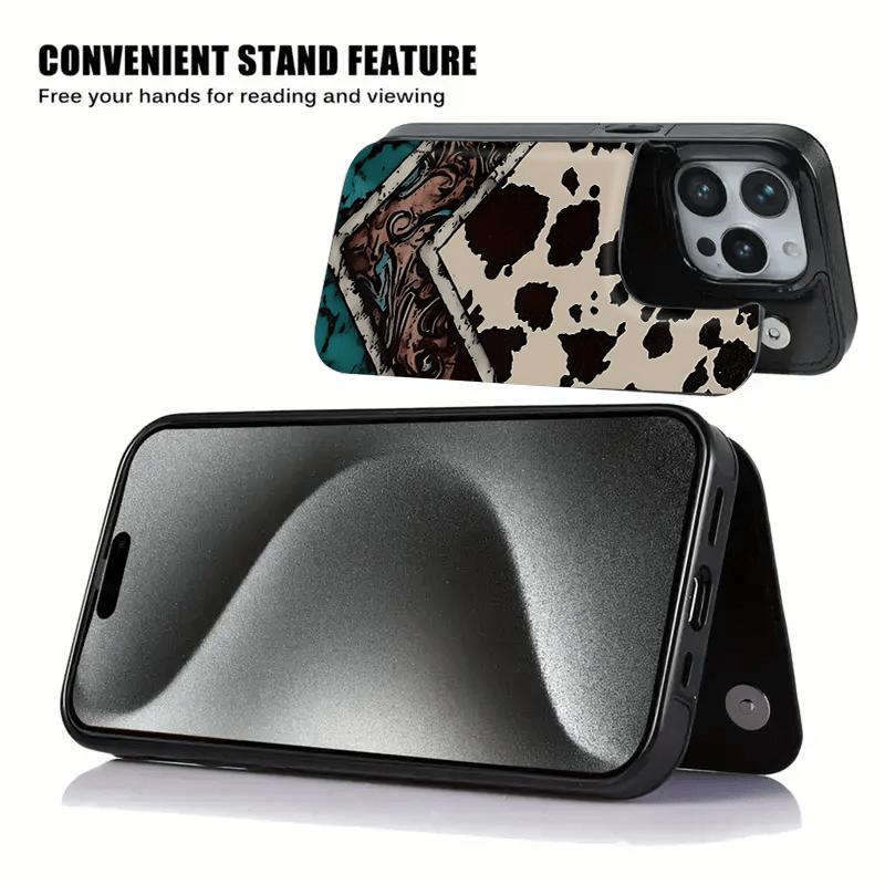 Phone Case: Leopard print design, this functional phone protective case has a built-in card holder that can store bank cards and other types of cards, suitable for Halloween, Christmas, and New Year, compatible with iPhone 17/16/15/14/13/12