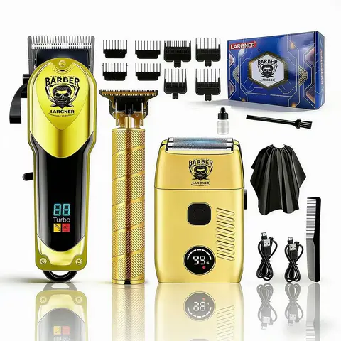 Professional Men's Haircut Kit, High-Power Electric Trimmer, Hair Clipper, Cordless Rechargeable Clippers, Oil Head Carving, Reciprocating Electric Shaver, USB Fast Charge, Portable Storage, Hair Cutting Kit