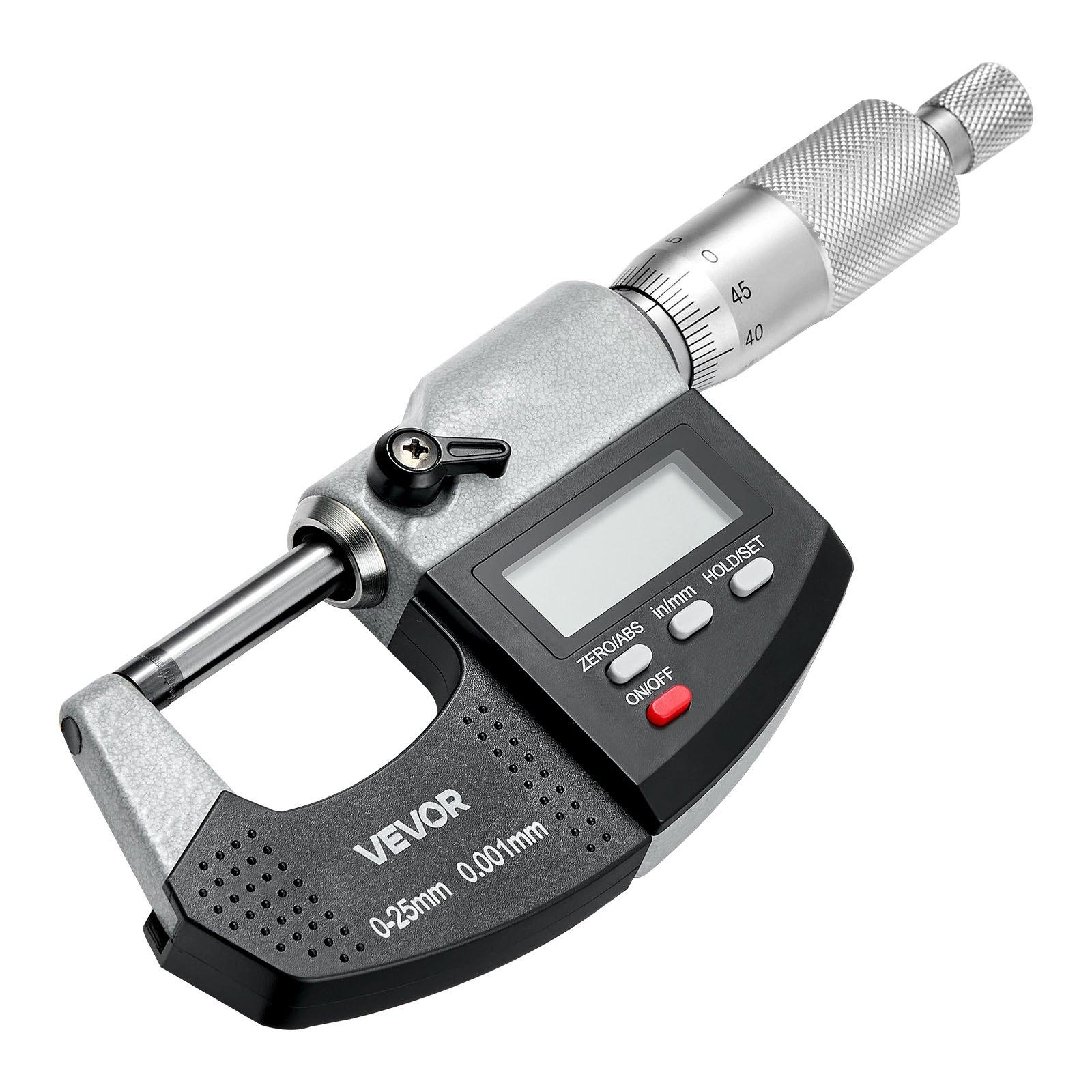 VEVOR Micrometer Set, Digital Outside Micrometer 0-1 inch Measuring Range, 0.00005" Resolution, Ultra-Precision 0.0001 Accuracy, LCD Screen, in/mm Switch, Carbide Tip, with Protective Case VEVOR Micrometer Set, Digital Outside Micrometer 0-1 inch Measuring Range, 0.00005" Resolution, Ultra-Precision 0.0001 Accuracy, LCD Screen, in/mm Switch, Carbide Tip, with Protective Case
