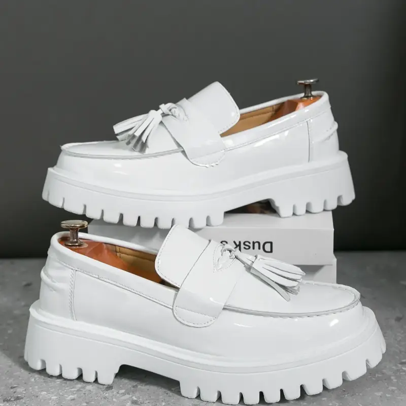Men's Fashionable Plain Color Platform Slip-On Loafers, Minimalist Casual Shoes, Casual Comfortable Flatform Fashion Shoes, Male All-Match Round Toe Shoes for Daily Wear #GLOBAL PICKS