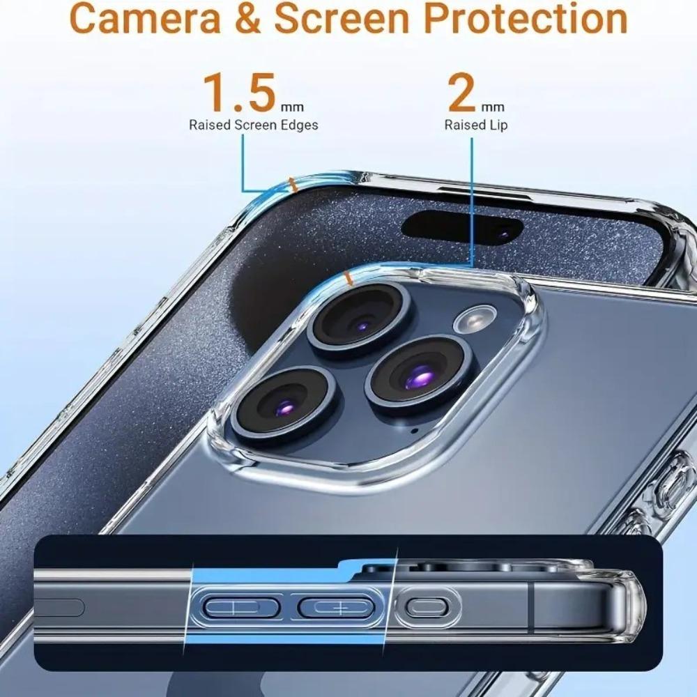 Clear Phone Case with 2 Screen Protector & 2 Camera Lens Protector, 5 Counts/set Cellphone Protective Cover, Phone Accessory Compatible With iPhone 11 12 13 14 15 Plus Pro Max iPhone 16 Series Smartphone