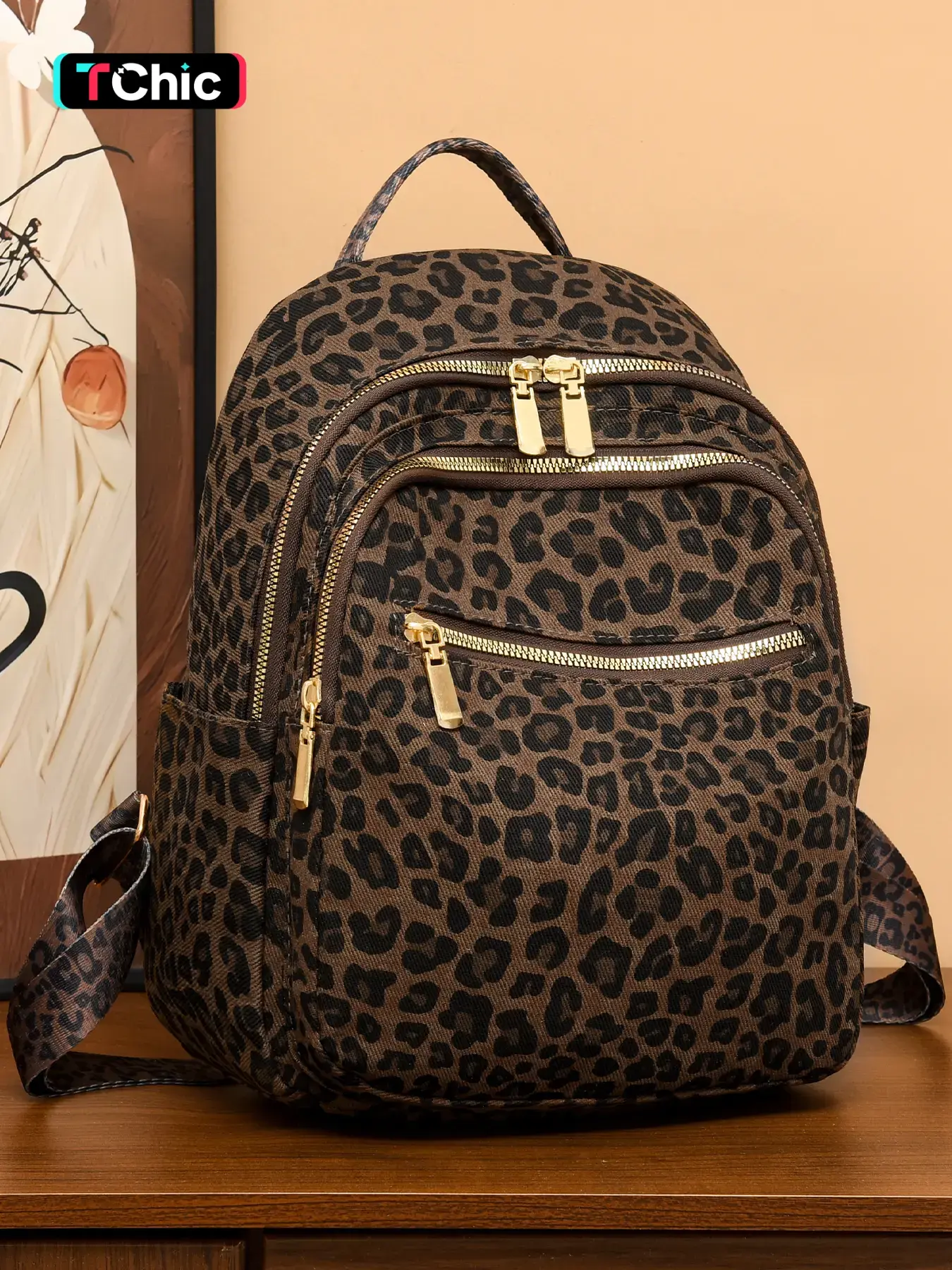 Fashion Leopard Pattern Backpack, Casual Large Capacity Adjustable Backpack for Women & Girls, Casual Trendy Versatile High-quality Daily Commuting Bag, Cute Versatile Backpack, Casual printed backpack, Backpacks Women