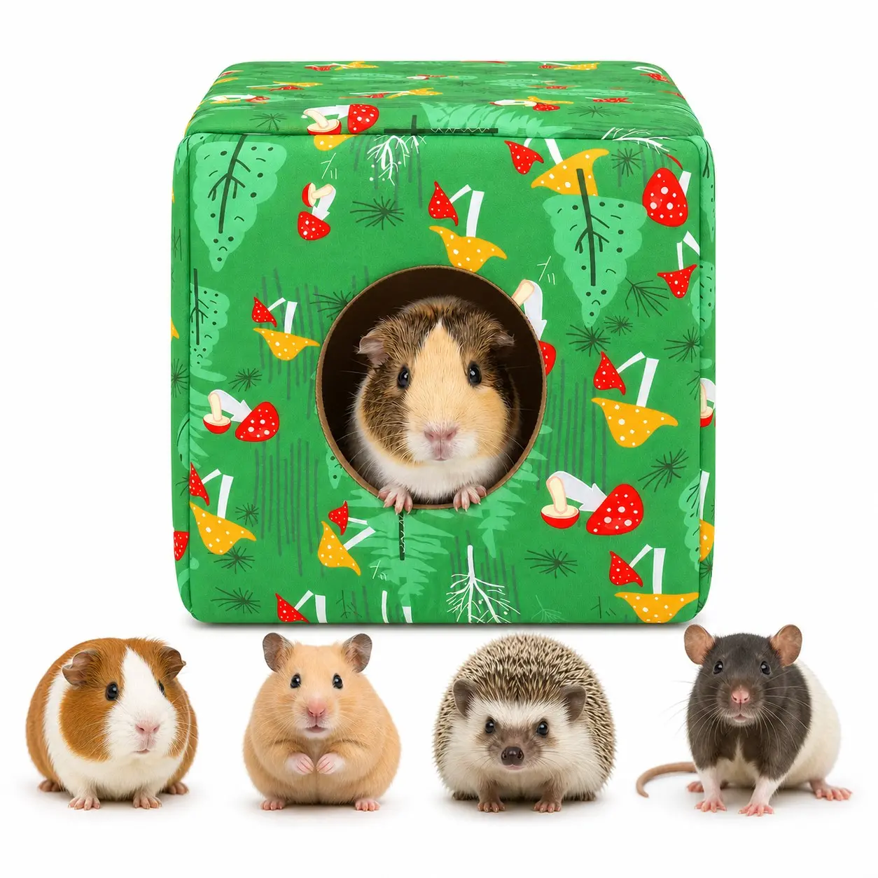 Guinea Pig Cube Hideout, Washable Guinea Pigs House Cozy Guinea Pigs Bed for Small Pet Bunny/Rabbit/Hamster/Chinchilla Guinea Pig Accessories