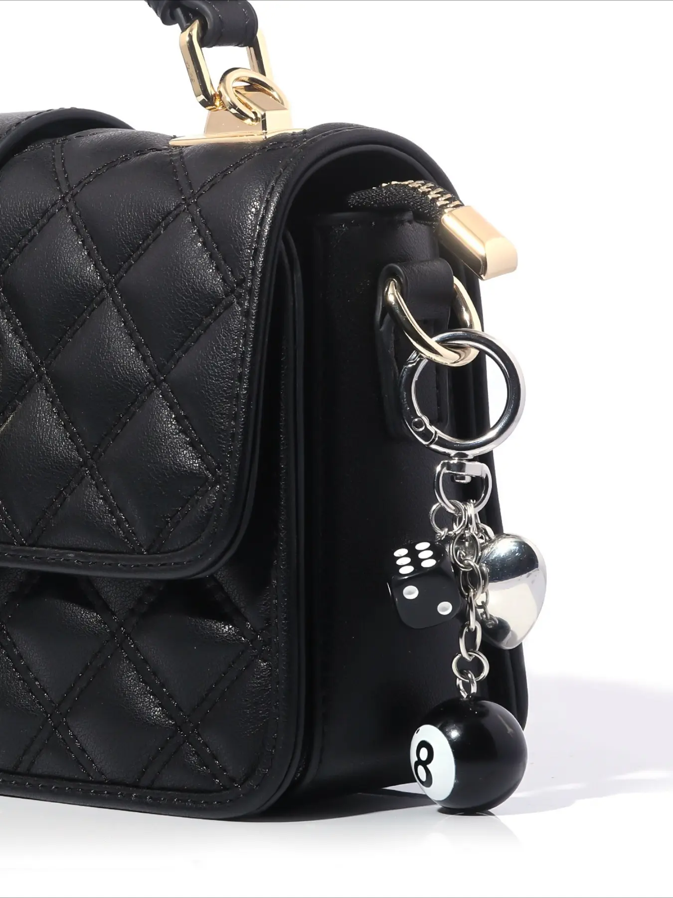 New men's and women's Y2k classic unconventional lucky dice in black 8-piece accessory punk trend cool luggage keychain hanging ornament