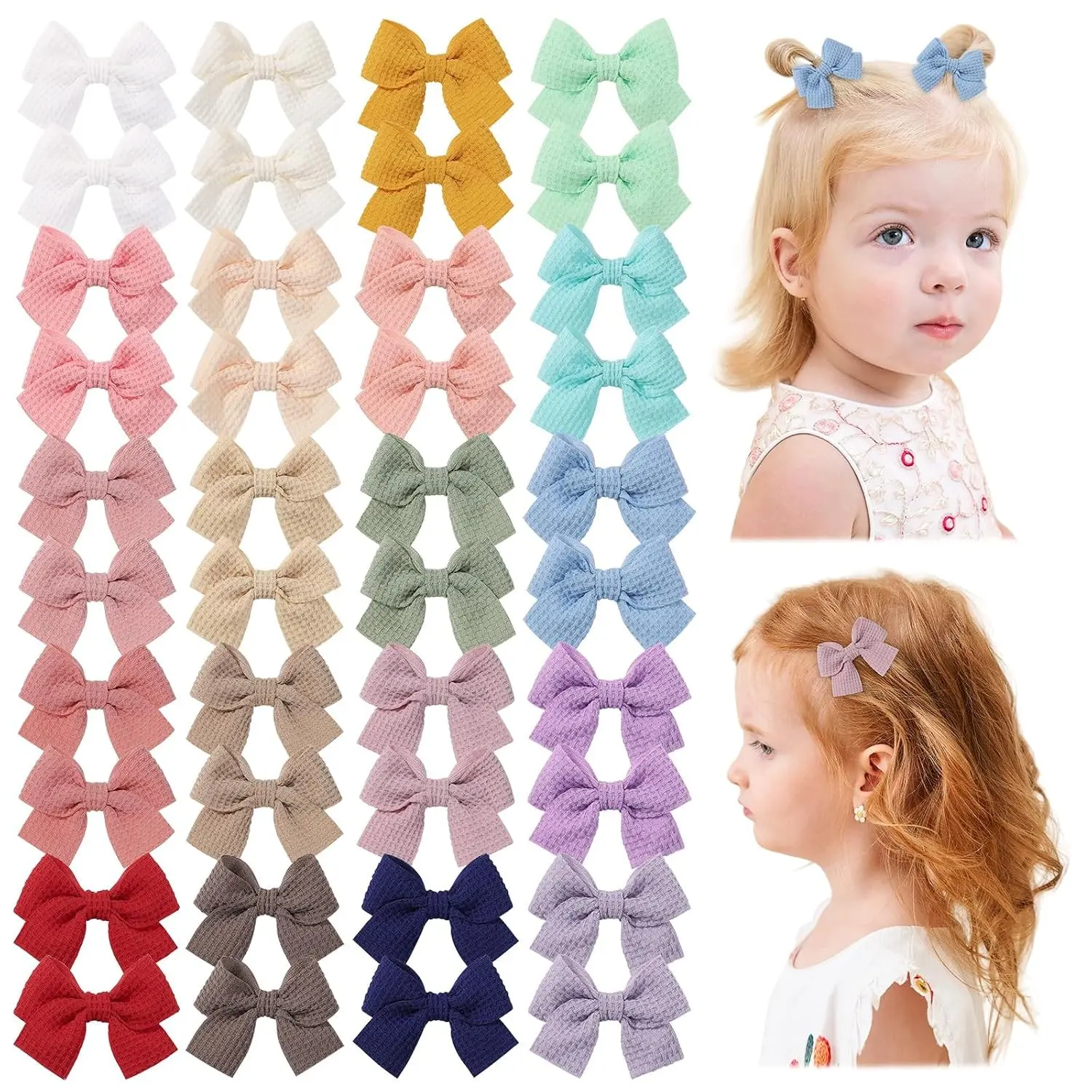40pcs 2" Mini Alligator Hair Clips with Bows for Baby Girls, Infants & Toddlers | Handmade Hair Accessories in PairsGift