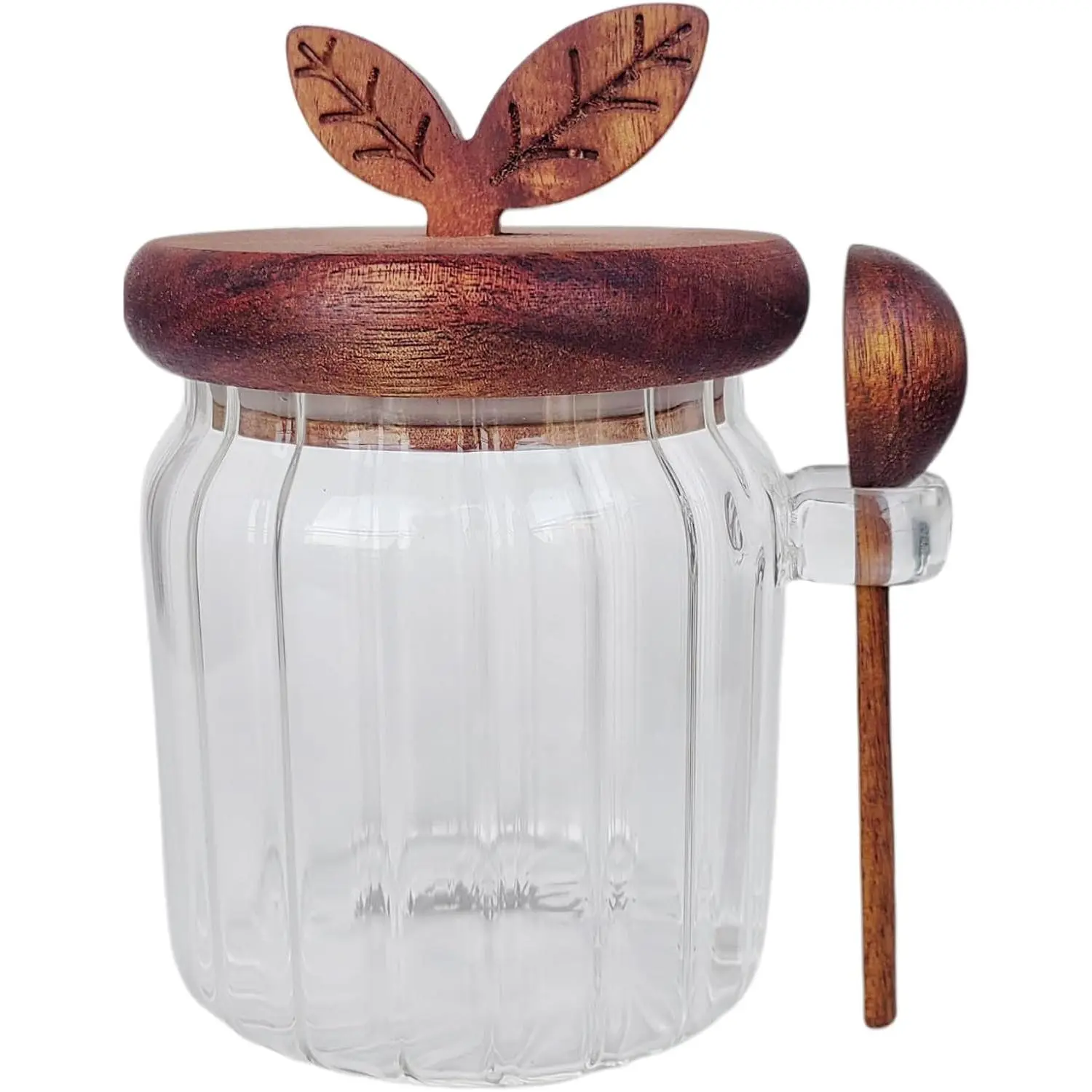 Sugar Bowl with Lid and Spoon,17 oz Sugar Container for Coffee Bar, Glass Coffee Canister, Airtight Food Storage Jar, Brown Sugar Container, Cereal Tea Salts Spice Jar