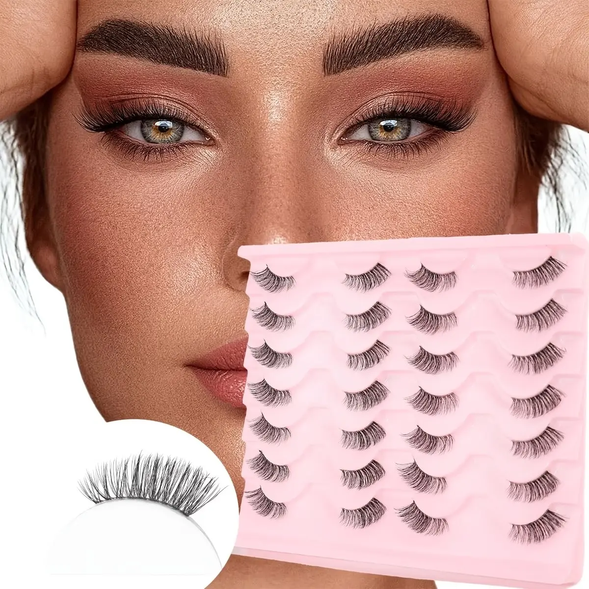 14 Pairs Natural Half Eye False Lashes, Cat Eye Effect, Volume & Dimensional, Soft & Lightweight, Perfect for Daily Wear Eyelashes