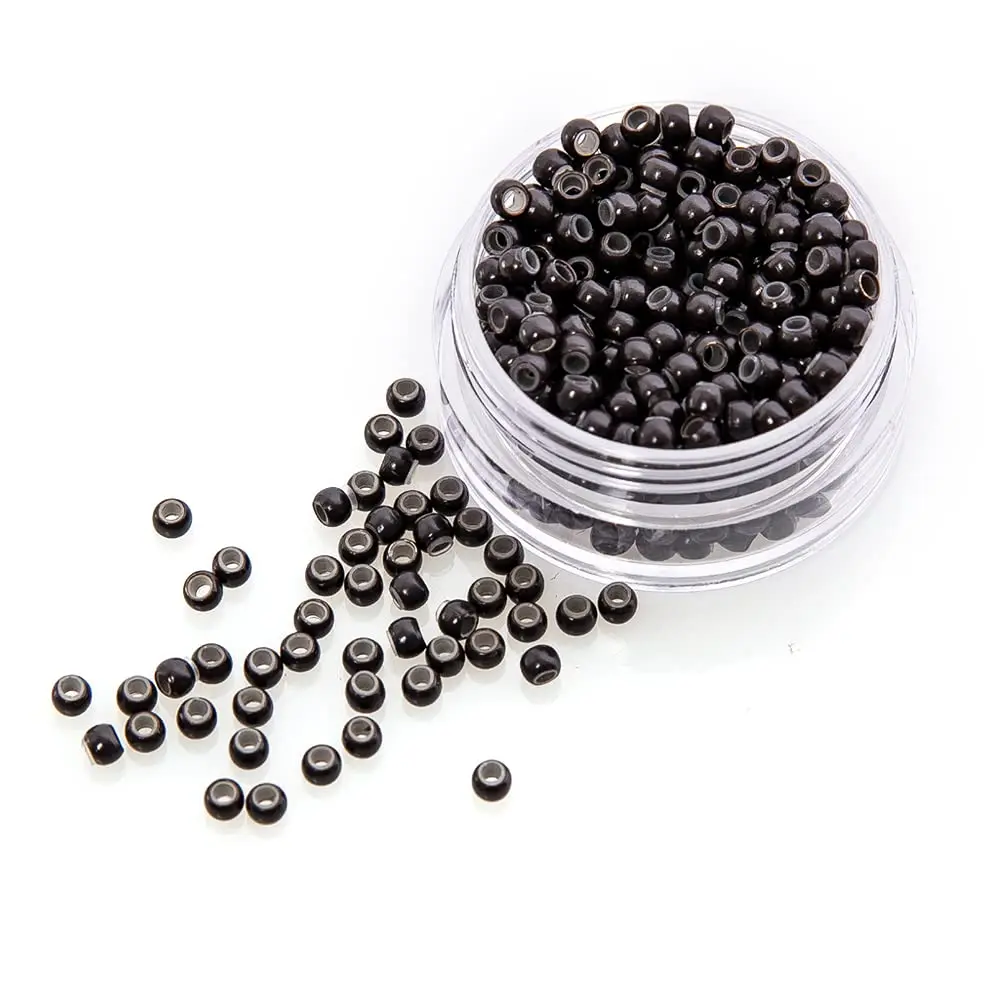 500 count Nano Hair Extension Beads   Lined Ring for I Tip Hair Extensions 3.0x1.8x2.2 mm(Dark Brown)
