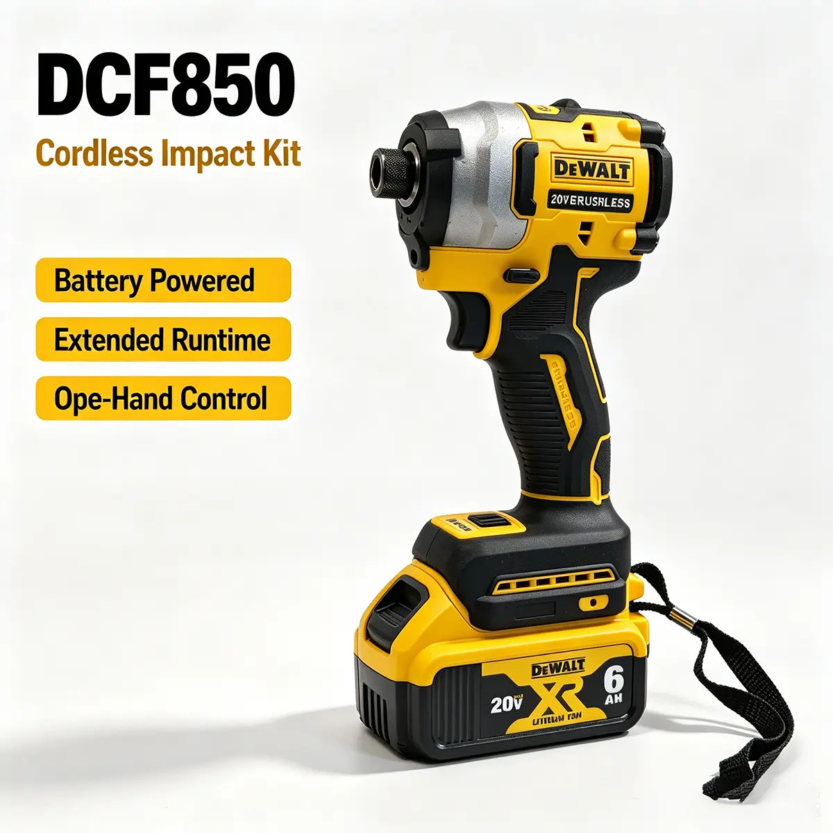 DCF850B ATOMIC 20V MAX Compact Brushless Impact Driver, 1/4Inch Hex Cordless Screwdriver, 1825 inlbs Max Torque 3250 RPM, 3Speed Control BuiltIn LED Light, Bare Power Tool For Cabinet Framing, Woodworking, Auto Repair & Home DIY Fastening W