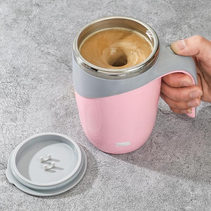 USB Rechargeable Automatic Stirring Mug Hands-Free Magnetic Stirring Travel Coffee Cup for Office and Car with Washable Stainless Steel Design,UU