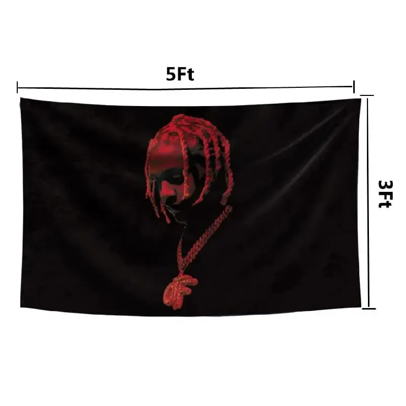 Dark Red Hip Hop Portrait Tapestry 5ft x 3ft Braided Figure Wall Hanging Tapestry, Urban Street Style Music Room Bedroom Dorm Studio Decor, Red Black Aesthetic Wall Tapestry for Apartment Living Room Home Wall Art, Peach Skin Fabric