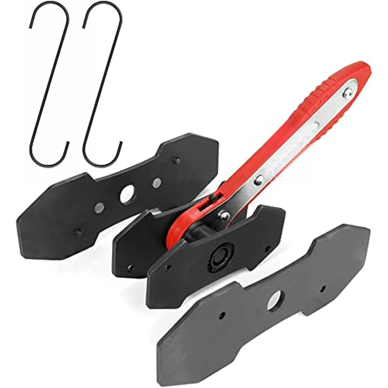 Brake caliper press tool, brake caliper piston separator, brake tool, brake caliper piston, brake caliper press ratchet, comes with 2 extra steel plates, red