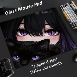 Anime Style Glass Mouse Pad, Ultra Smooth Tempered Glass, Large Size Gaming Mouse Pad, Ideal for Esports and Office Use