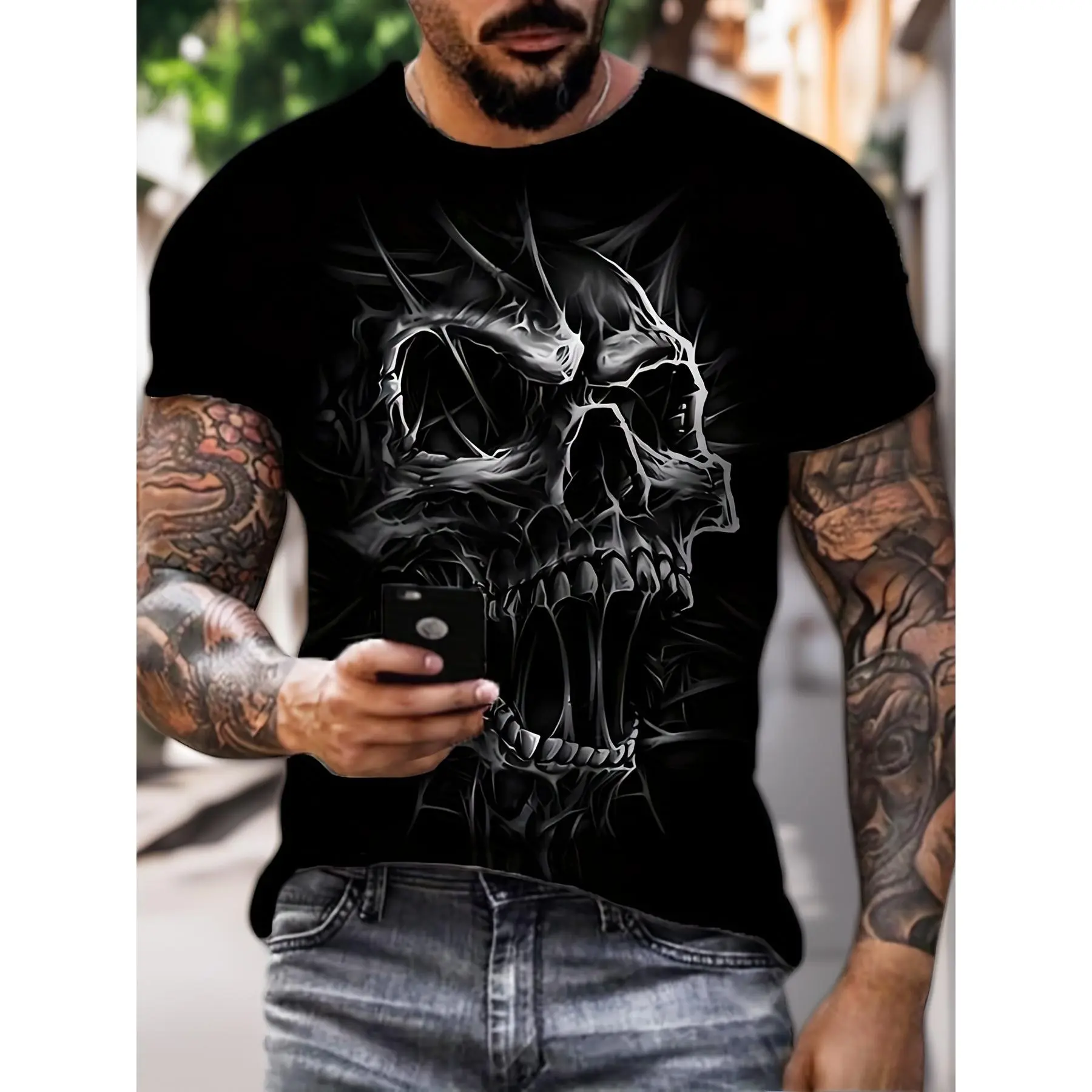Men’s Graphic T-Shirt, Short Sleeve Crew Neck Casual Tee, Regular Fit Everyday Streetwear Top for Summer, Weekend, Travel and Daily Outfits