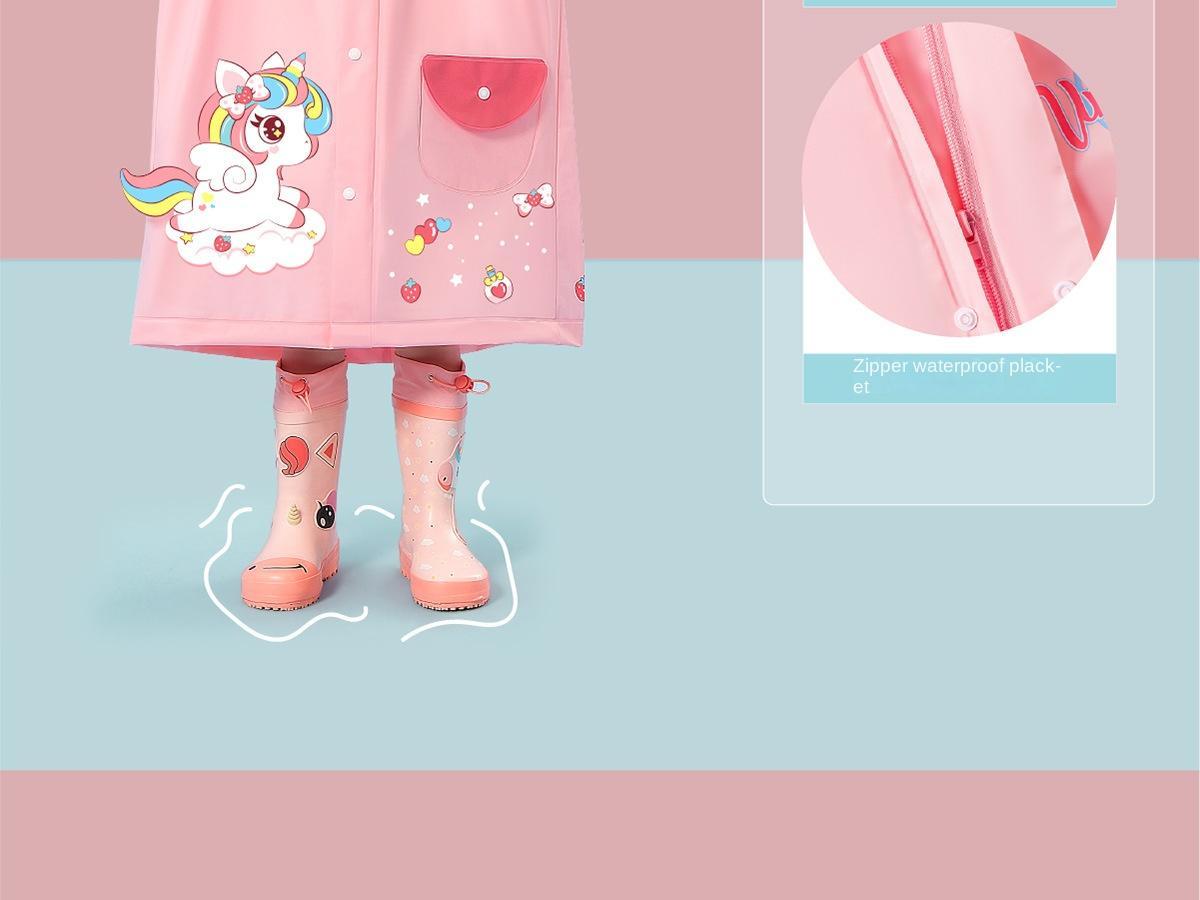 Children's Raincoat Girls Boys Kindergarten Preschool Elementary School Preschool Backpack Location Waterproof Raincoat for Kids