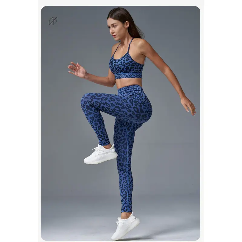 Women's 2-Piece Sportswear Set - Leopard Print Adjustable Strap Crop Tank Top, High-Elastic High-Waisted Tummy Control Butt-Lifting Above-Ankle Leggings, Female Gym Workout Clothes for Women, Yoga Biking Outfit
