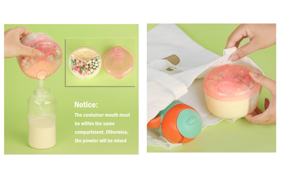 Accmor Baby Formula Dispenser On The Go, Formula Container to Go, Non-Spill Rotating Three-Compartment Formula Dispenser and Snack Storage Container for Infant Toddler Traveling