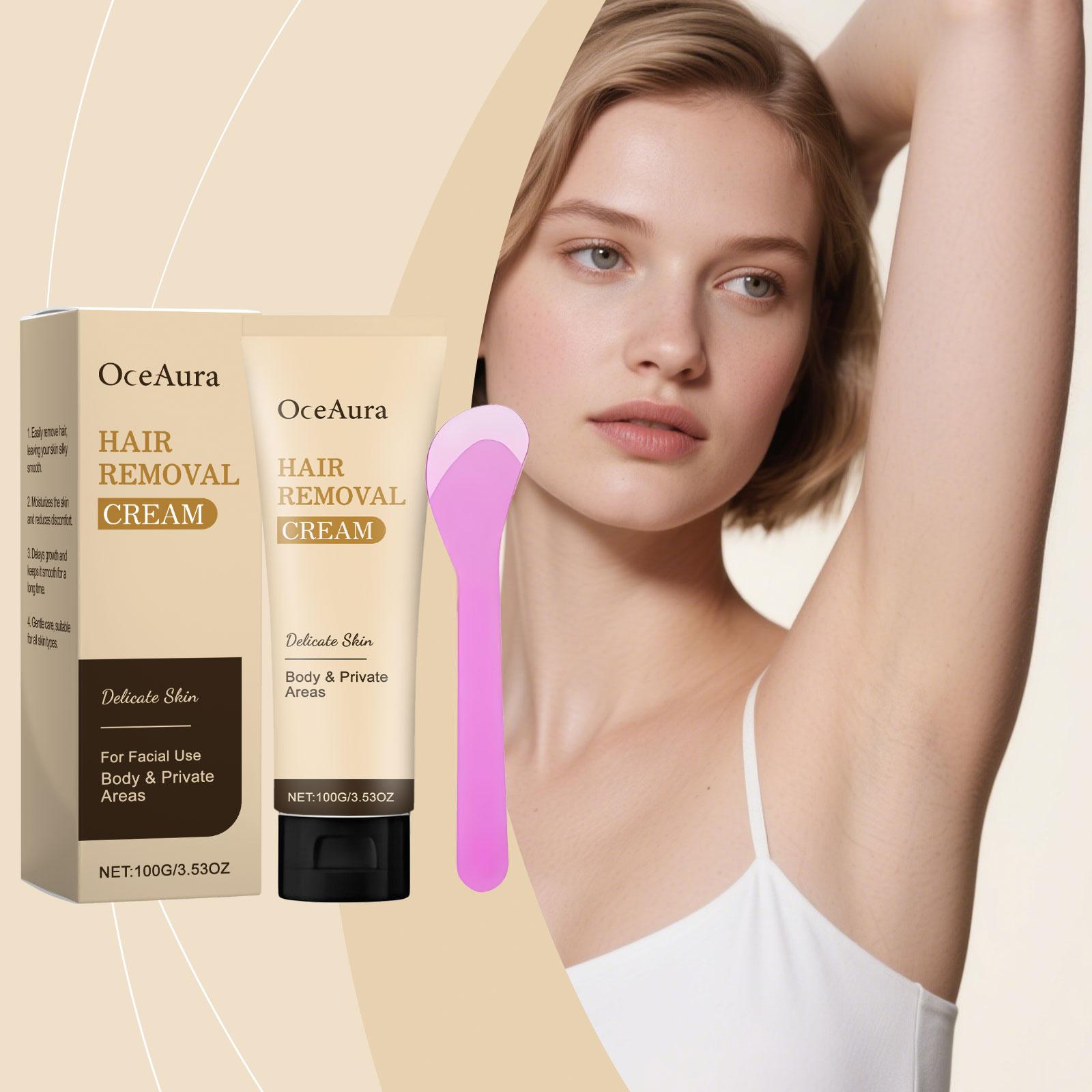 OceAura Moisturizing Skin Depilatory Cream gently cleanses the body's skin, leaving it moisturized and smooth, a topical care cream