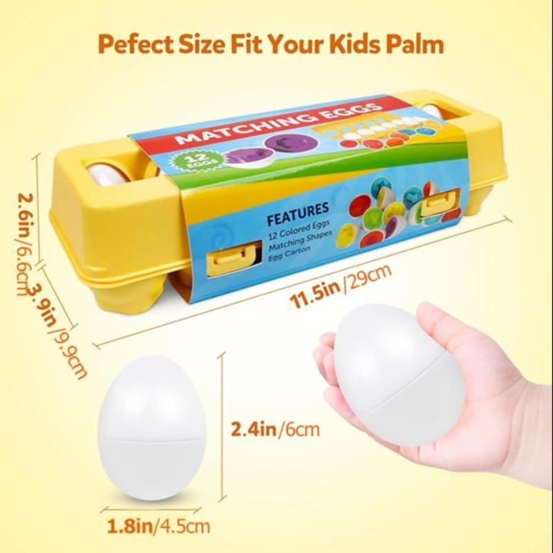 Egg Sensory Toy, Colors and Shapes Sorter Puzzle, 1 Set Colorful Early Education Toys for Color and Shape Learning, Recognition and Matching, Sensory Preschool Cognitive Toys