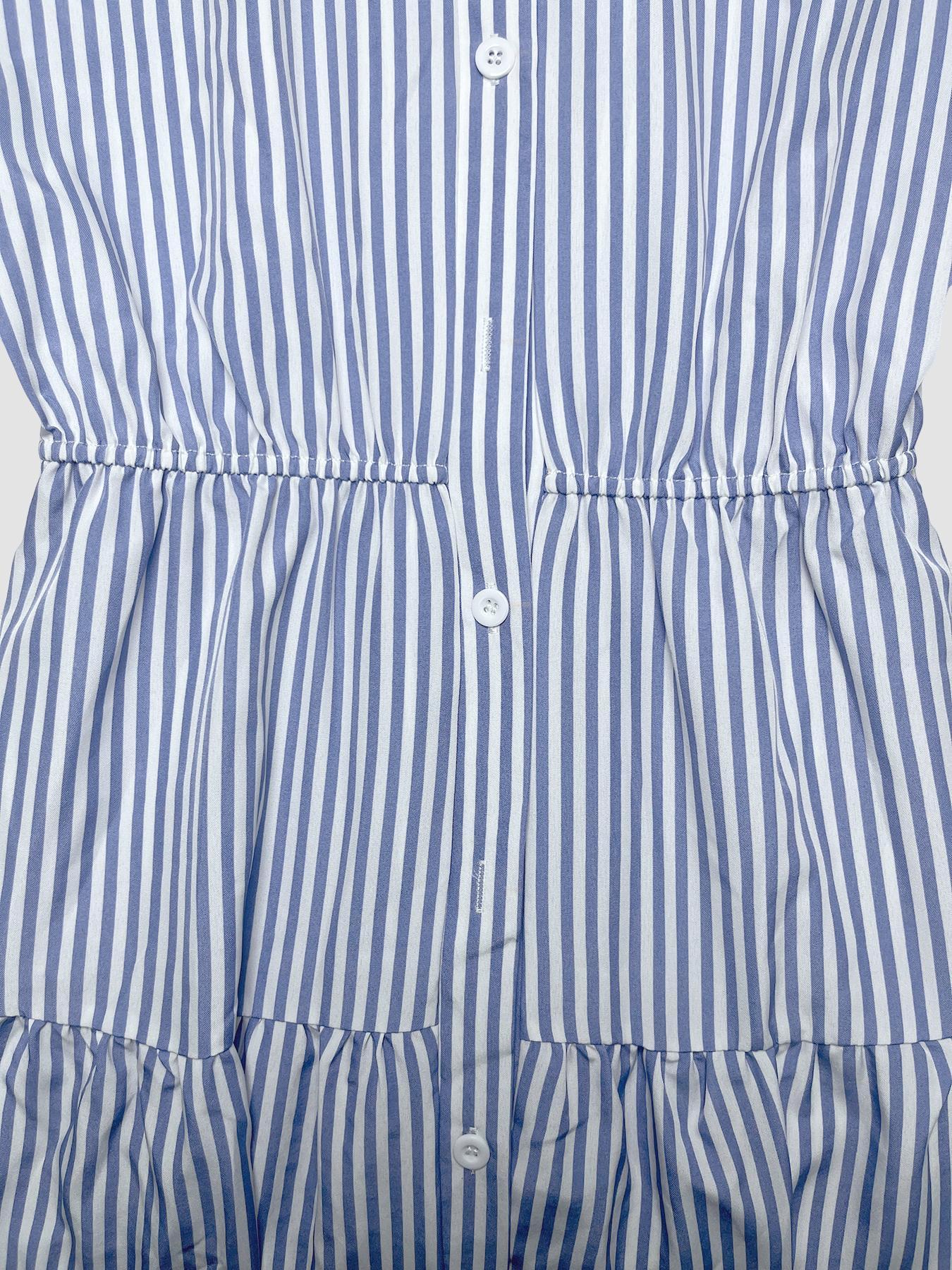 Women's Striped Print Adjustable Belted Button Dress, Elegant Casual Long Dress for Summer, Women's Clothing for Daily Wear, Fit, Womenswear