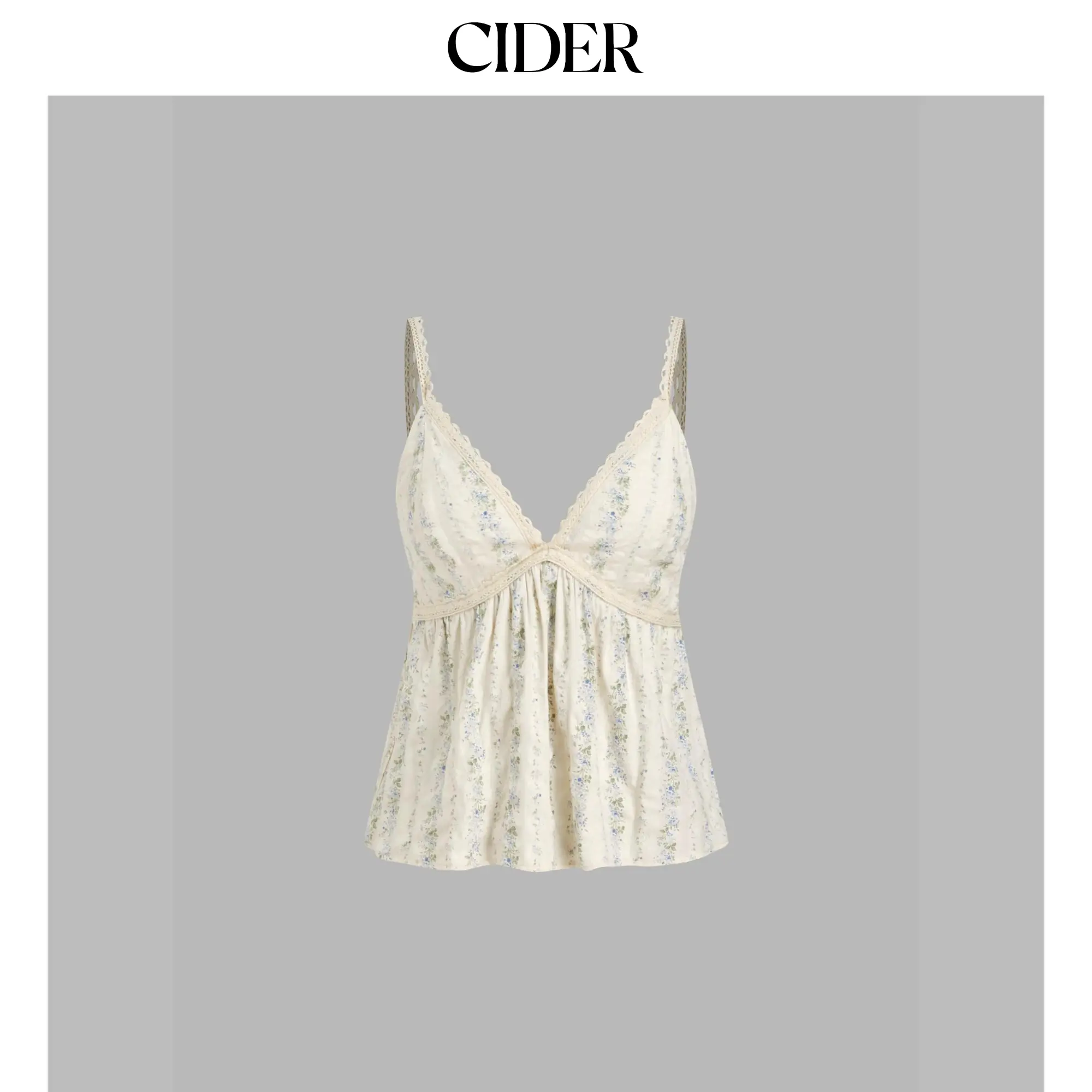 Cider Cotton-blend V-neck Floral Cami Top
