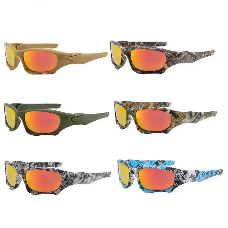 Men's Polarized Military Green Camouflage Sports Sunglasses - Tactical Design, Anti-Glare, Windproof Eyewear with Polarized Light - Men's Accessories for Cycling Fishing, Hiking Running Outdoor Activities, Cycling Fishing Sunglasses, Hiking Running Sungla