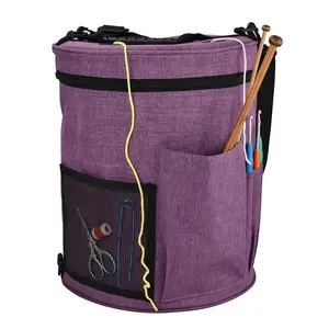 Purple Wool Storage Drum Bag - Home Organizer Cloth Storage Solution for Household Item Organization