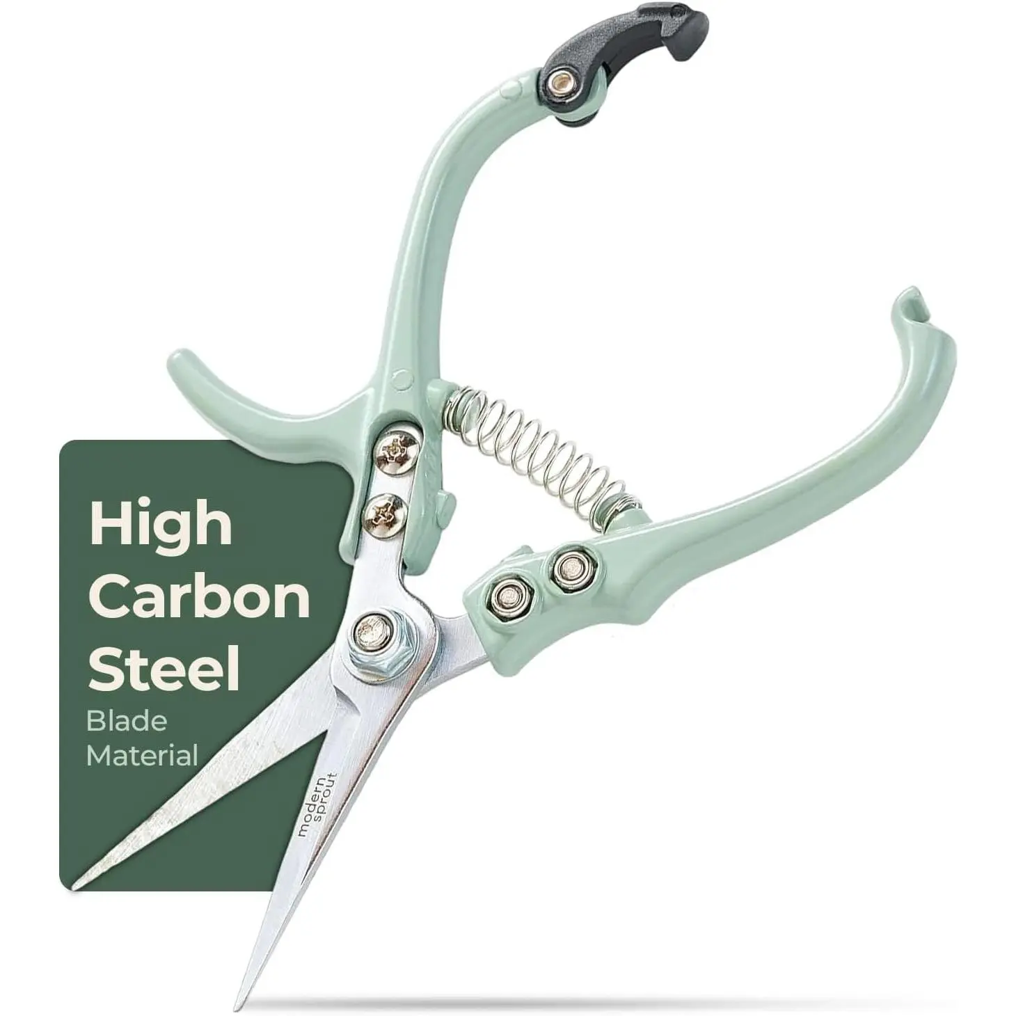 Pruning Shears - Herb Snipping Scissors- Lightweight Gardening Tools W/Easy Lock - Flower Cutter Garden Shears - Carbon Steel Blade + Reusable Holster (Sage, 1-Pack)Gift.