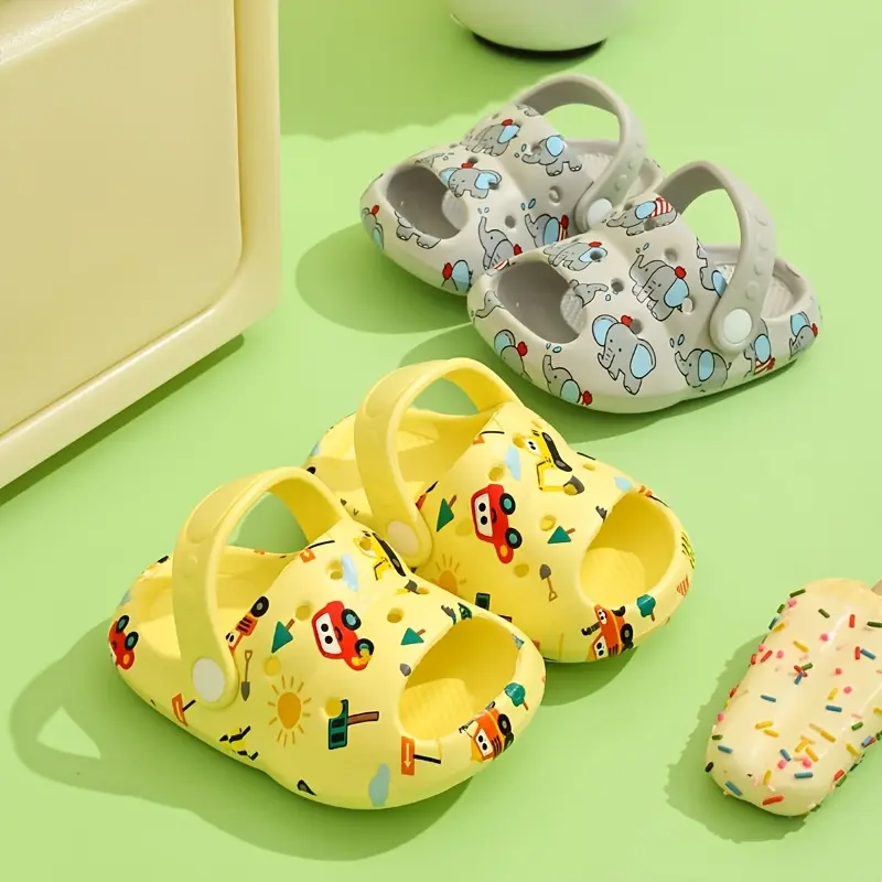 Toddler Sizes Kids' EVA Clog Sandals - Playful Shoes with Animal Print, Car & Elephant Designs, Soft Non-Slip Sole, Slip-On Cool All Day Summer Footwear for Indoor/Outdoor Wear