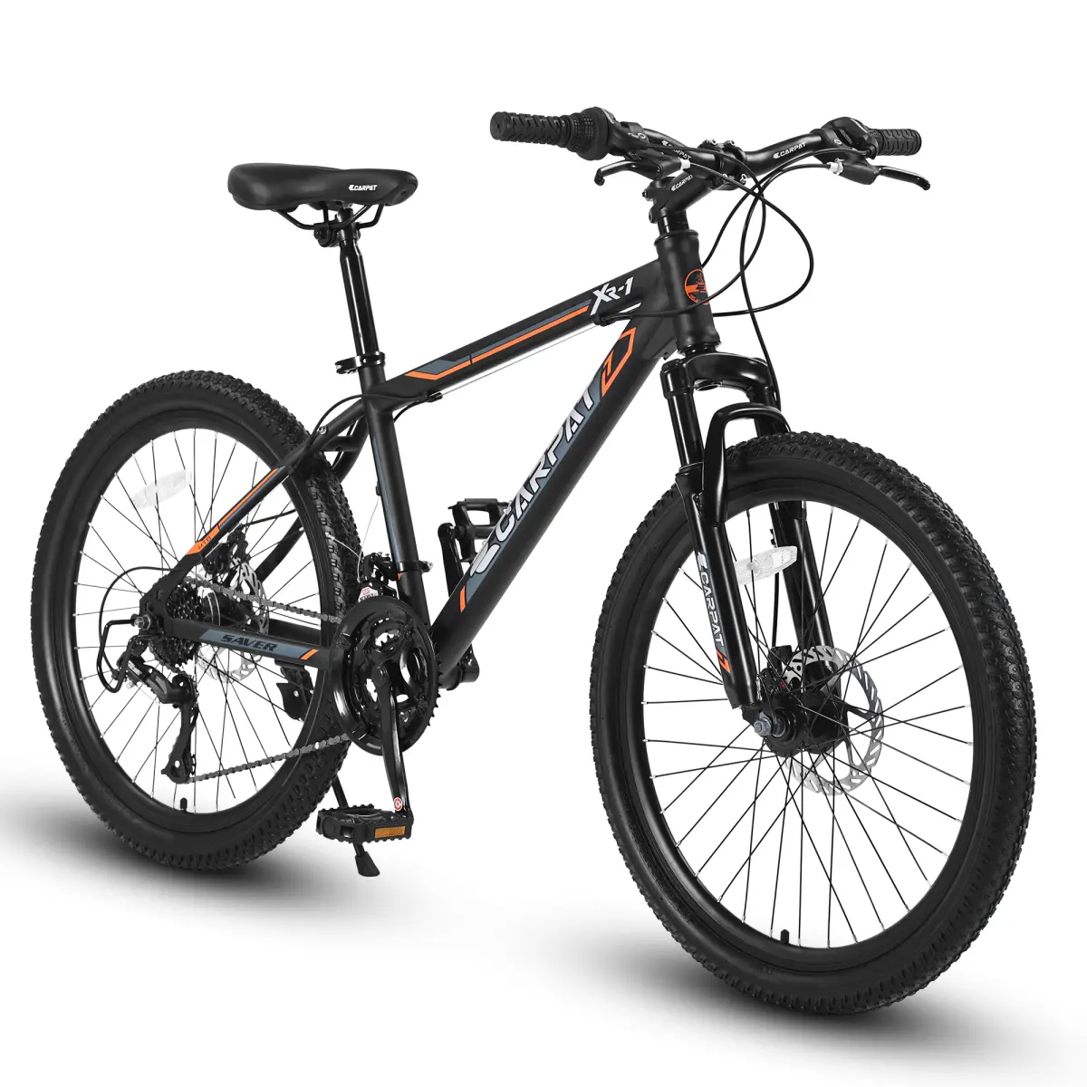 S24102 Youth Size 24-Inch Steel Frame MTB, Shimano 21-Speed Mountain Bicycle for MTB Riding, Dual Disc Brakes, Front Suspension (for Boys/Girls), Hardtail