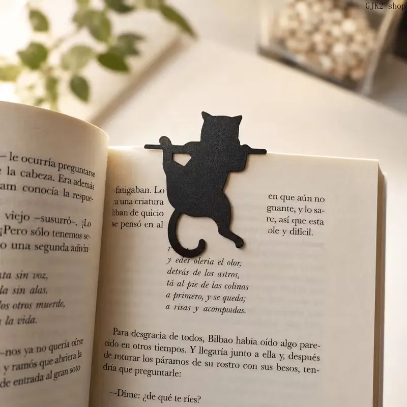 Funny Cat Shape Metal Bookmarks 3‑Pack Unique Black Iron Page Markers Book Lovers Gift