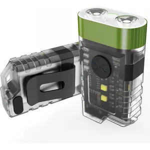 Rechargeable EDC Clip Flashlight, 10 Lighting Modes 2 Illumination Angles, USB C  Mini Flashlight  for , Christmas , Walk, , Night Working, 2 Pack, Green